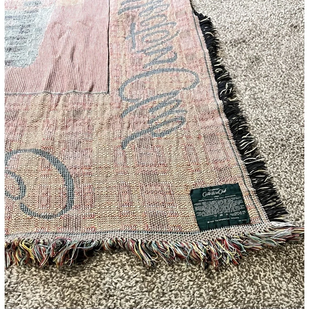 Longaberger 1999 Collectors Club Cotton Throw Blanket Fringe 46